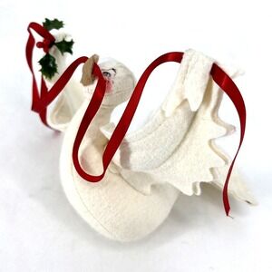 Annalee Dolls 7" Christmas White Dove Red Ribbon Apron Figurine 1994 VTG